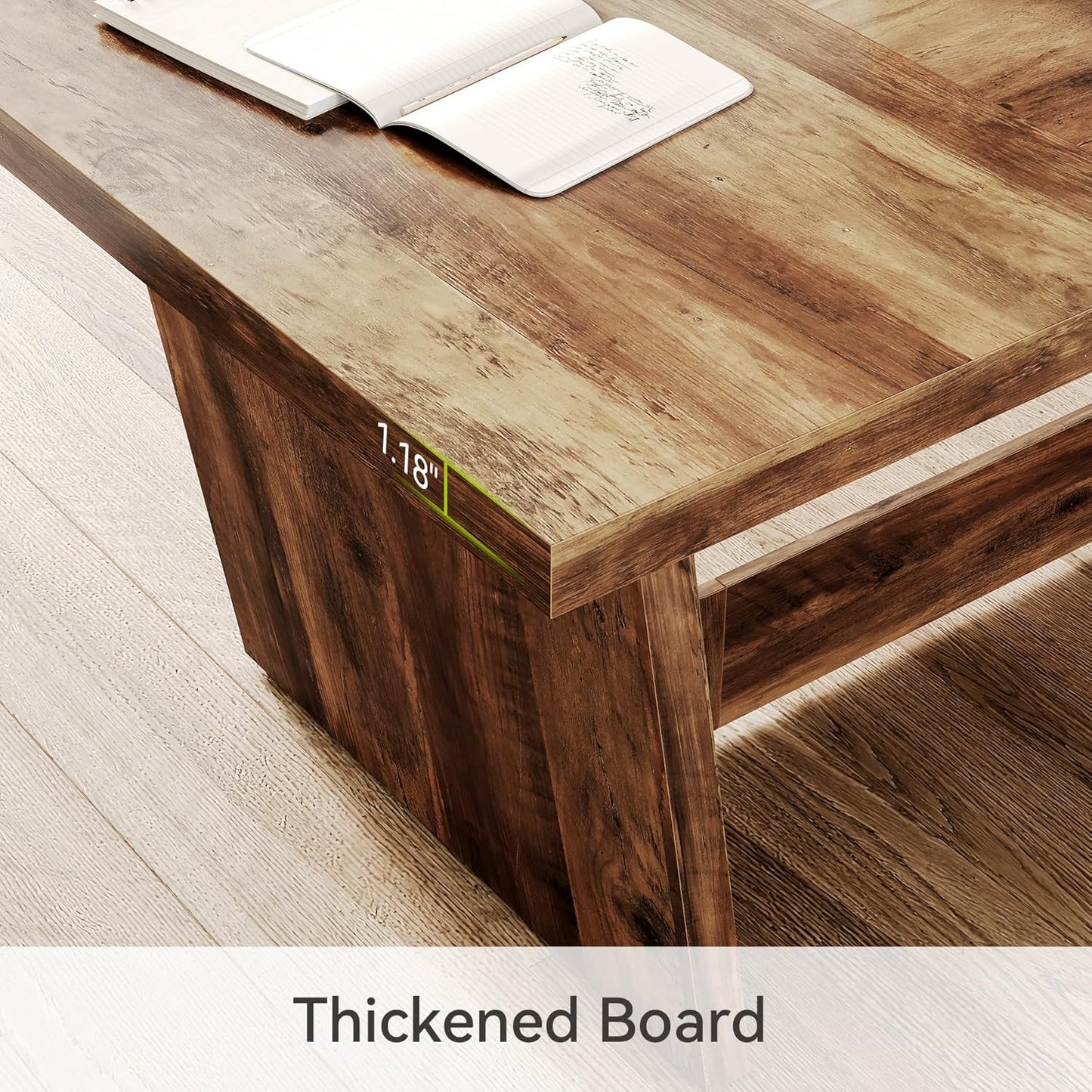 1Easylife 70.87 Inches Long Executive Desk, Brown Wooden Computer Desk, Industrial Simple Study Writing Table, Large Workstation Business Furniture for Home Office