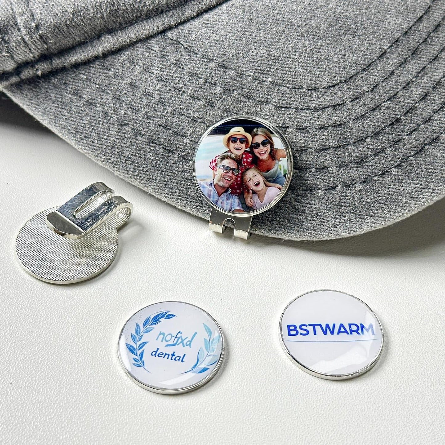 Custom Golf Ball Markers with Magnetic Hat Clip - Personalized Ball Marker Hat Clip with 1" Diameter Ball Marker Customized with Your Photo Logo Text Name