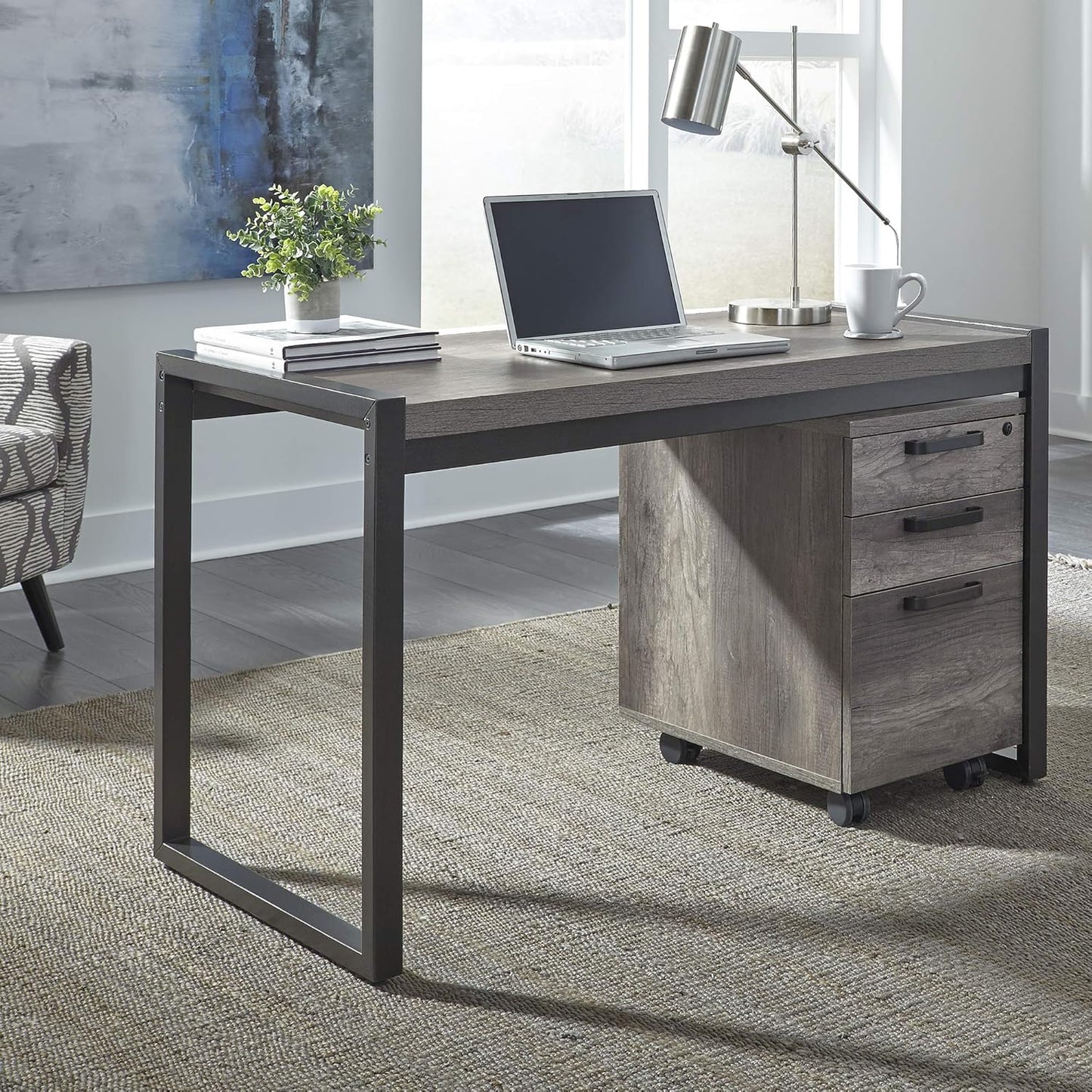 Liberty Furniture INDUSTRIES Tanners Creek Writing Desk, W51 x D24 x H30, Medium Gray