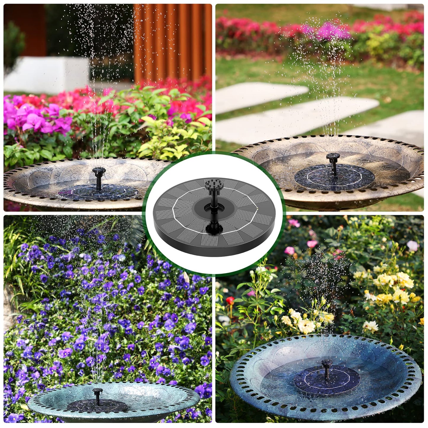 AISITIN 3.5W Solar Bird Bath Fountain Pump, Solar Fountain Pump for Bird Bath with 6 Nozzles, Solar Powered Water Fountain Pump for Garden, Ponds, Pool, Fish Tank, Aquarium and Outdoor, Black