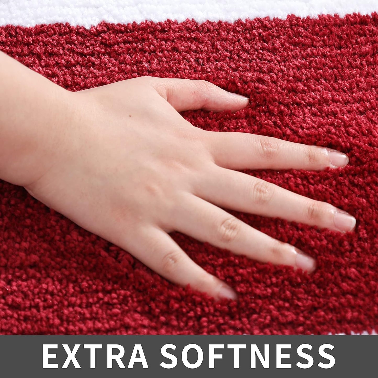 COSY HOMEER Extra Thick Bath Rugs - Anti-Slip Bath Linen Sets Mats Soft Plush 100% Strong Polyester Mat Living Room Bathroom Floor Water Absorbent(Red,24x36 - Inches)