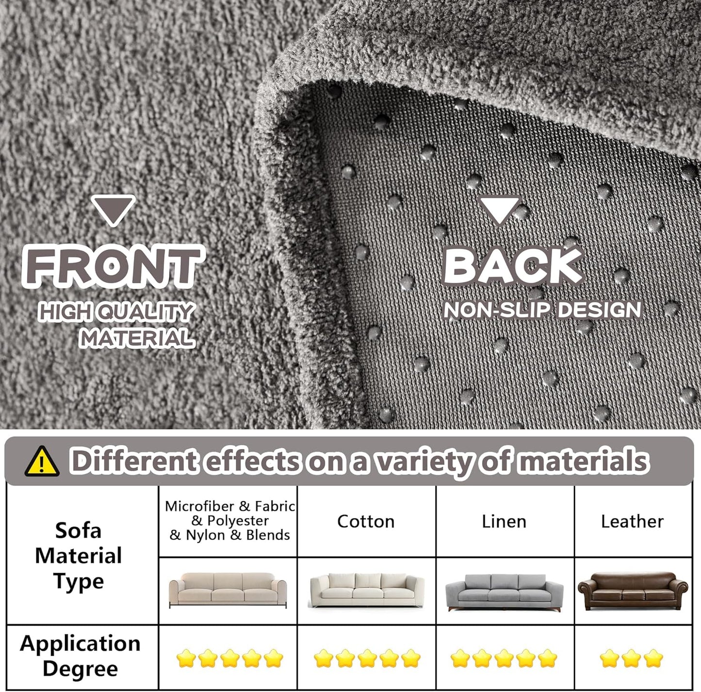 MYSKY HOME Armchair Couch Cover, Sofa Covers Washable, Couch Cover for Dogs, Sofa Slipcovers for 1 Cushion, Furniture Protector Cover, Soft Thick Sofa Throws, 71" x 91", Grey