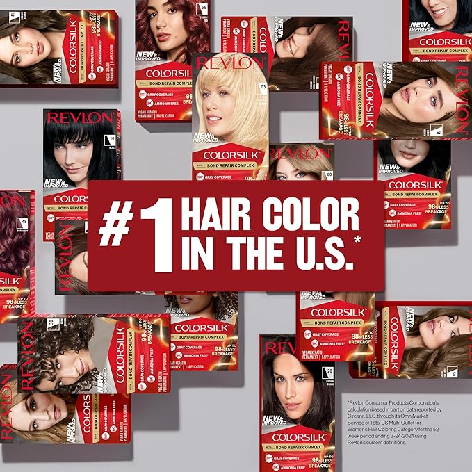 Revlon ColorSilk with Bond Repair Complex, Brown Permanent Hair Color, 100% Gray Coverage, Ammonia Free Hair Dye, Vegan Keratin, 32 Dark Mahogany Brown (Pack of 3)