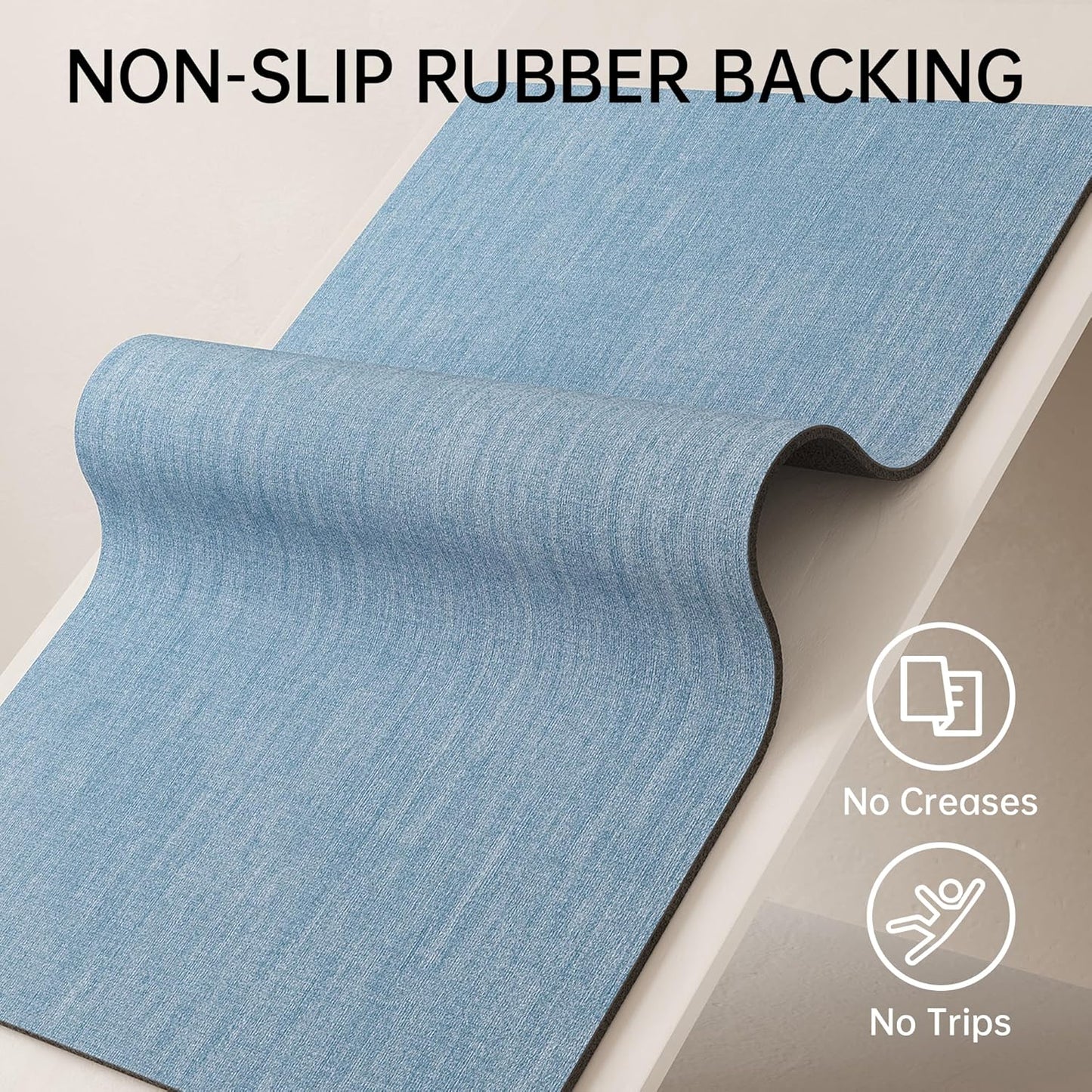 Mecko Bath Mat Rug, Rubber Non-Slip Quick Dry Absorbent Thin Bathroom Rugs Fit Under Door Bathroom Floor Mats-Shower Rug for in Front of Bathtub, Room Floor, Shower Room(Light Blue,16"x24")