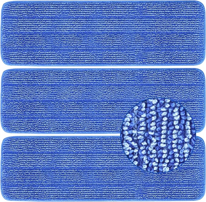 Onesimus Pack of 3 Microfiber Cleaning Pads Compatible with All Bona Spray Mops, Reusable 15''-18'' Microfiber Mop Pads, Hardwood Floor Cleaning Mop Pads Replacement, Machine Washes