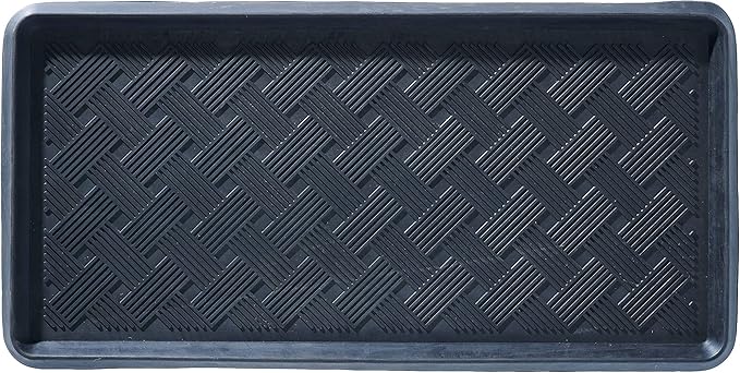 HF by LT Lattice Rubber Boot Tray, 32 x 16 inches, One-Piece Seamless Construction, Durable Vulcanized Rubber, Year Round Use Indoors or Outdoors, Black