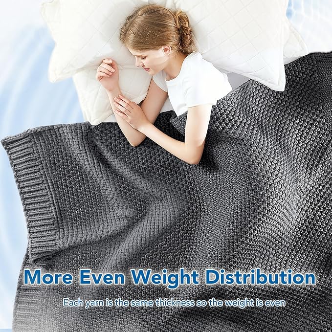 Topcee Knitted Weighted Blanket - 50"x60" 10lbs Cooling Chunky Knit Heavy Blanket for Adults Cable Yarn Knit Decorative No Beads Soft, Cozy and Cooling Weighted Throw Blankets Machine Washable