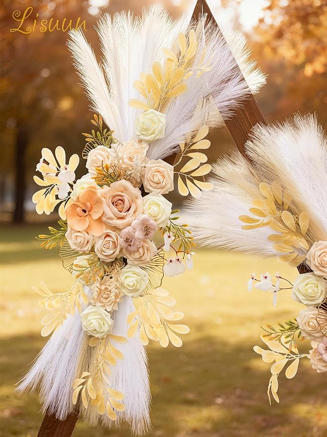 Wedding Arch Flowers, Artificial Flowers for Decoration, Large Flower Swag for Boho Styles Wedding Ceremony Floral Decor - Pack of 2