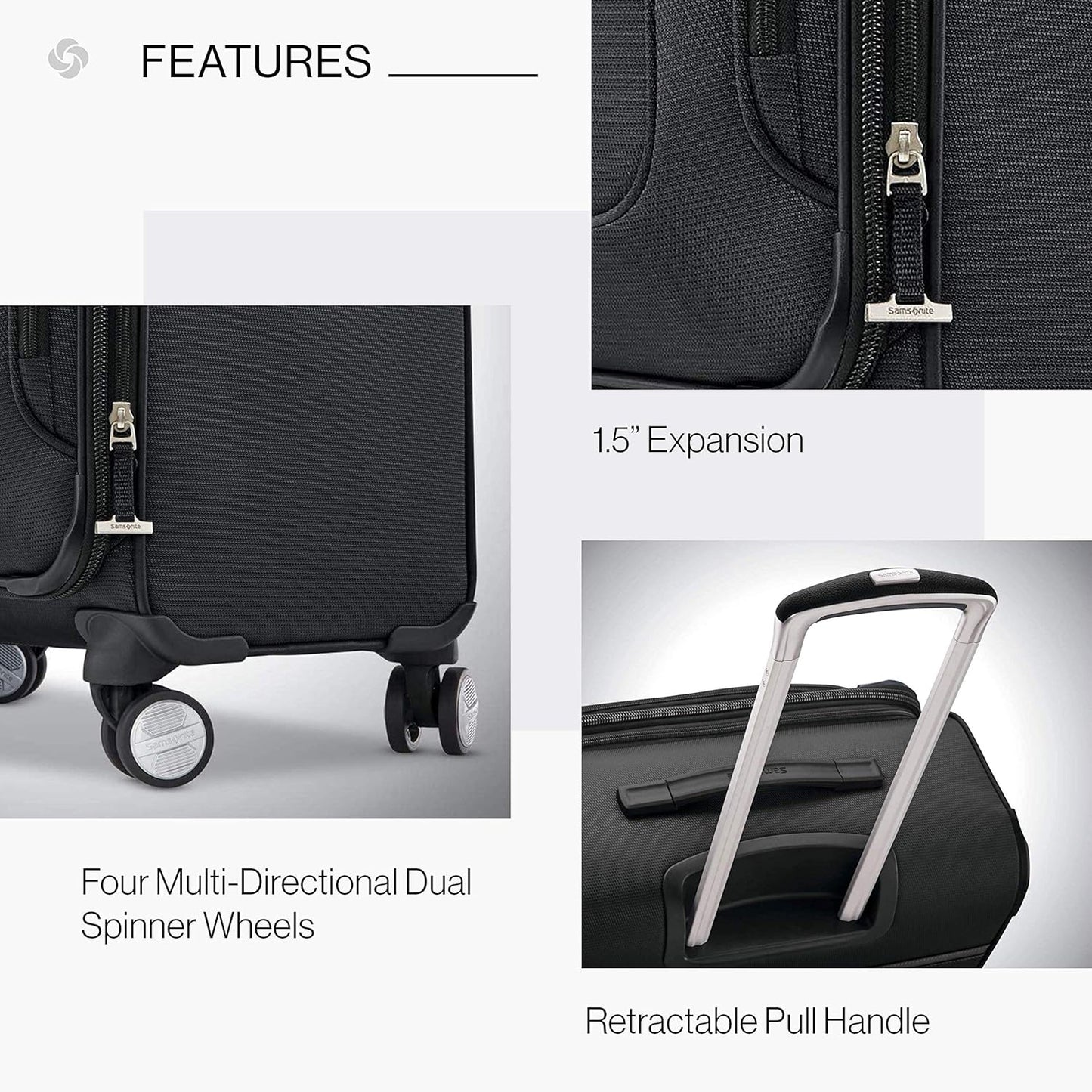 Samsonite Solyte DLX Softside Expandable Luggage with Spinner Wheels, Midnight Black, Checked-Large 29-Inch