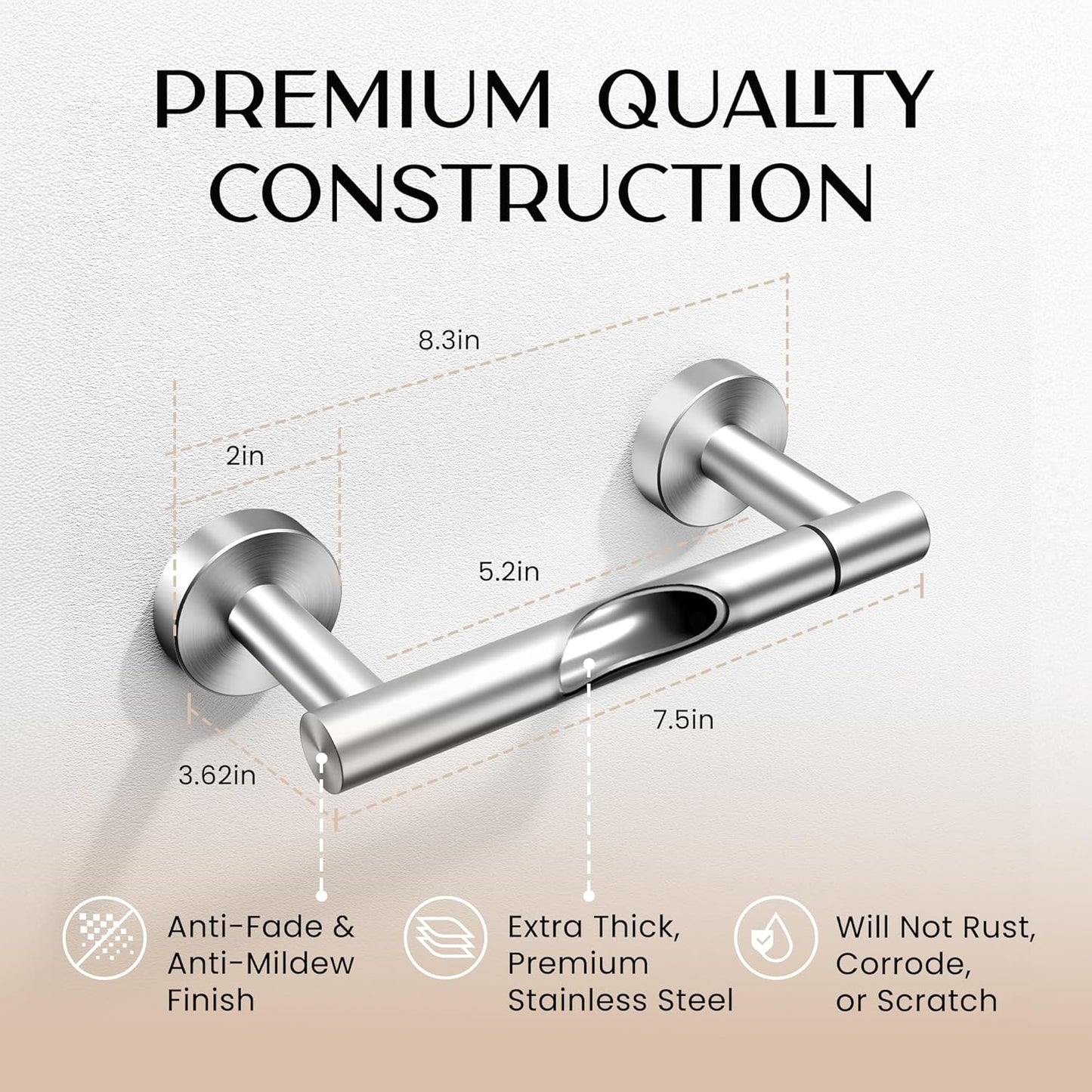 Day Moon™ (2 Pack) Brushed Nickel Toilet Paper Holder - Toilet Paper Holder Wall Mount