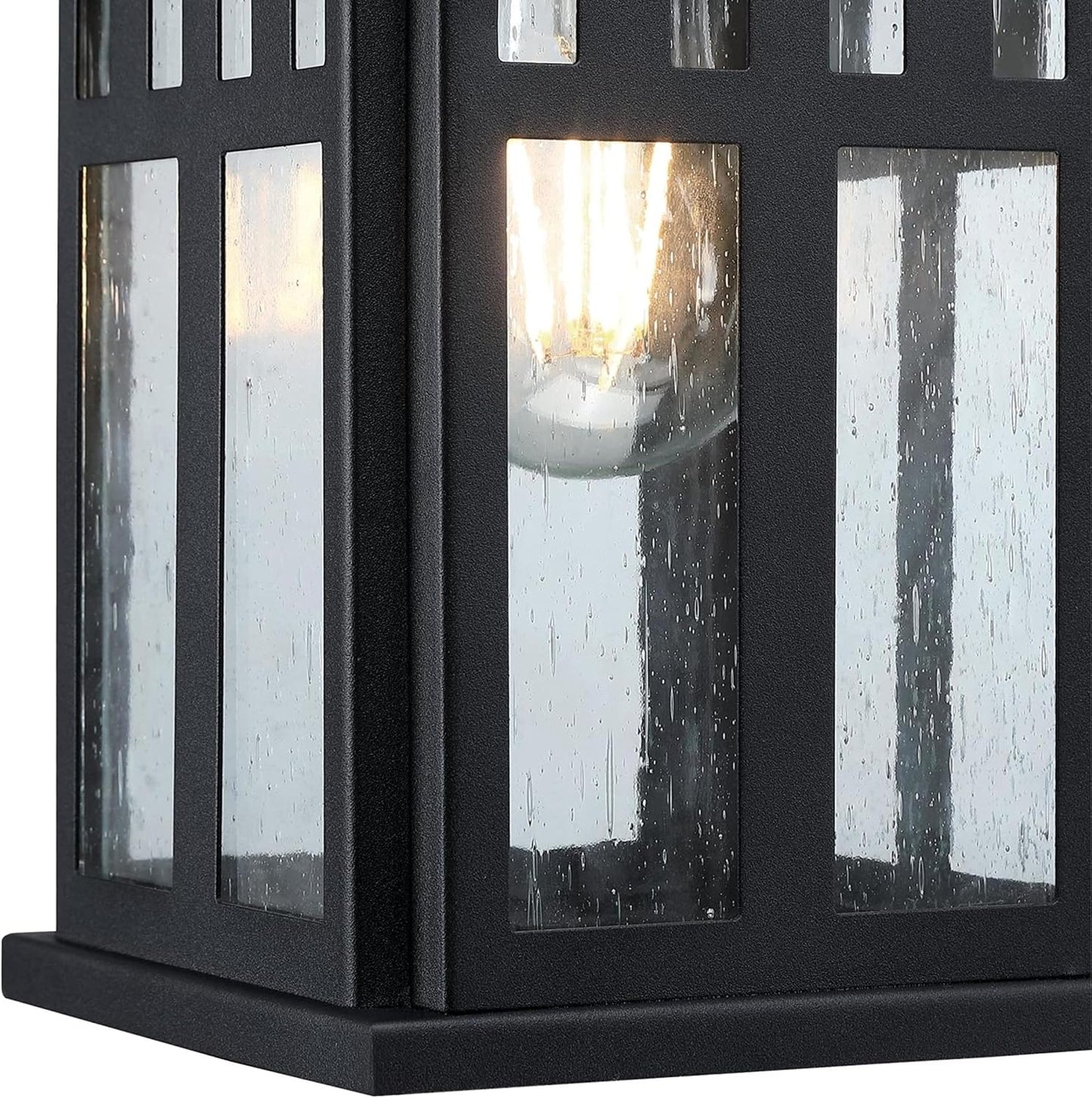 Westinghouse 6120800 Burnham Craftsman-Style One Light Outdoor Wall Fixture, Textured Black Finish, Clear Seeded Glass
