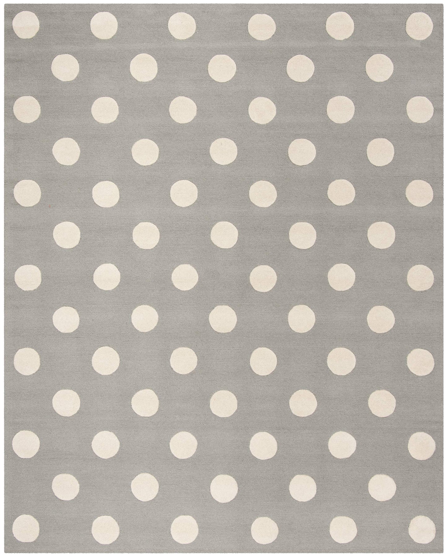 SAFAVIEH Area Rug 8x10 - Kids Collection - Large - Grey & Ivory, Handmade Wool, Polka Dot Pattern, Ideal for Bedroom, Playroom, Nursery, Boys & Girls Room (SFK904C)