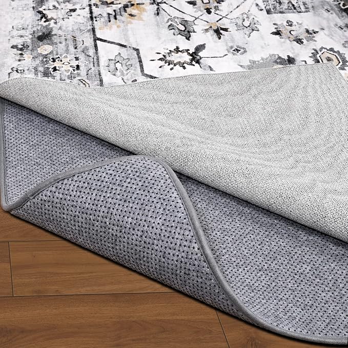Non Slip Rug Pad Gripper, 3 x 5 Ft Extra Thick Foam Under Area Rug Carpet Pads for Any Hard Surface Floors, Keep Your Carpets Safe and in Place, Prevent Rug from Wrinkling or Buckling