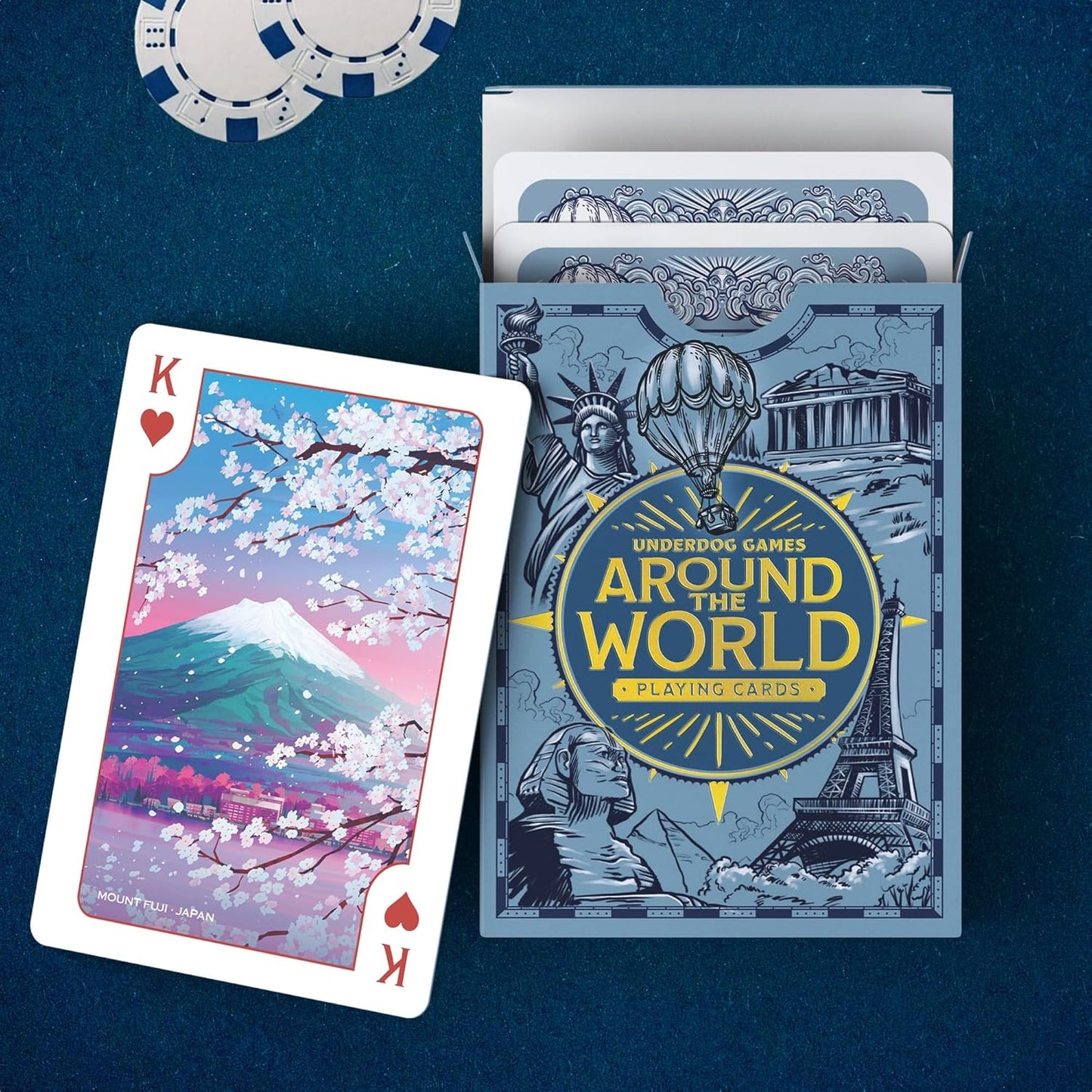 Underdog Games Around The World Themed Playing Cards | 52 Pieces of Stunning Custom Art | Unique Destination on Every Card