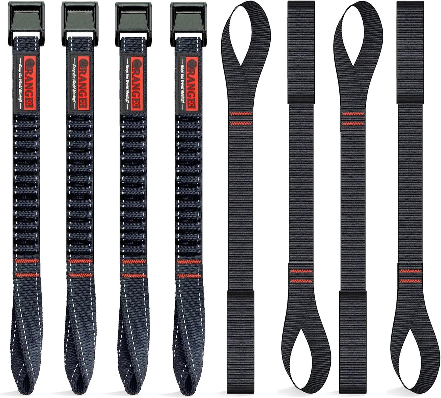 ORANGEE 4 Pack Motorcycle & Bike Luggage Straps 20" - 55" Adjustable Stretch Tie Down Strap for Motorcycle, Bike, ATV Racks