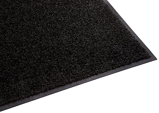 Guardian Platinum Series Indoor Wiper Floor Mat, Rubber with Nylon Carpet, 3'x3', Black