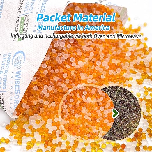 60Pcs 100g Rechargeable Desiccant Packs, Indicating Silica Gel Packets, Moisture Absorbers for Storage, Gun Safe Dehumidifiers