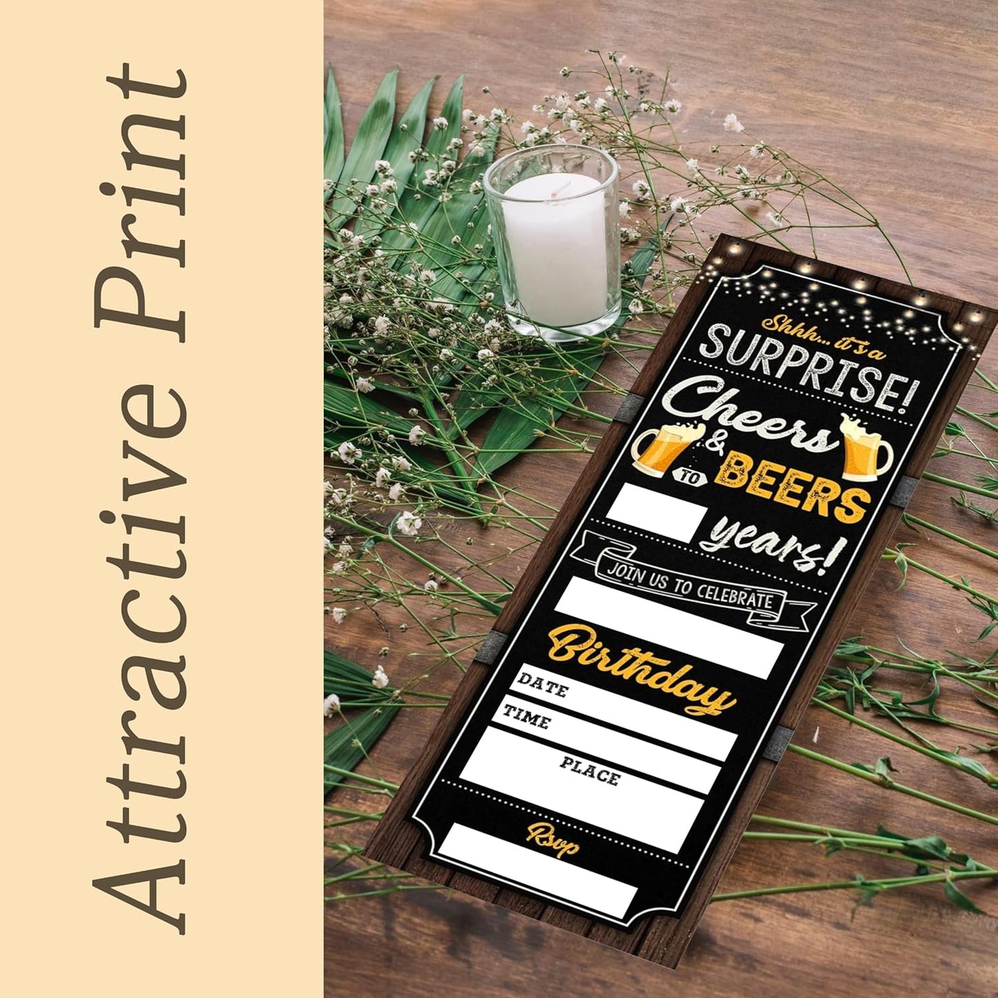 Cheers And Beers Birthday Invitation-Beers Ticket Invite Cards with Envelopes for Adults-3x8 inch Birthday Card-Party Favor & Supplies (20 Packs)-A21