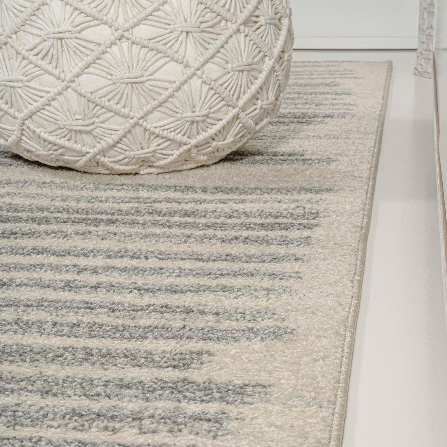 JONATHAN Y Khalil Modern Berber Stripe Cream/Gray Indoor Area Rug, 8x10, Contemporary, Bohemian, Easy-Cleaning for Living Room, Bedroom, Kitchen, Pet Friendly, Non-Shedding (MOH207C-8)