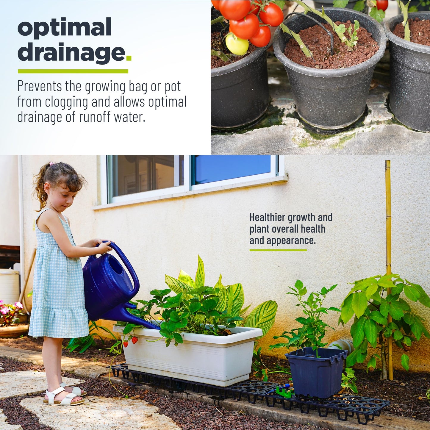 Plant Stand Outdoor – Modular Plant Riser 5 Pack for Pots, Planters & Grow Bags | Heavy-Duty UV-Resistant Elevated Pot Stand for Drainage, Airflow, Root Health & Cleaner Patios – 19.7x7.5x2.4 in (Black)