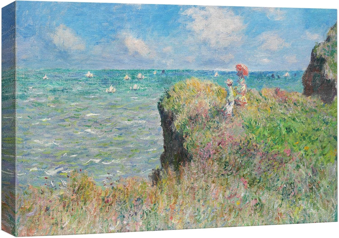 wall26 - Claude Monet - Cliff Walk at Pourville - Impressionist Modern Art - Canvas Art Home Art - 16x24 inches