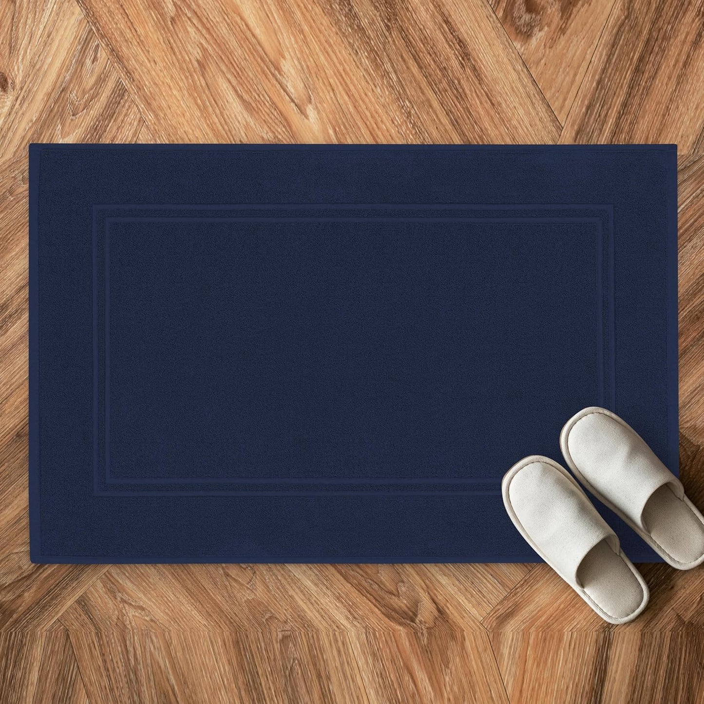 Tens Towels Pack of 2 Bath Mats 100% Cotton, 20 x 32 Inches, Super Absorbent, Hotel Quality Premium Floor Towels, Luxurious, Soft & Quick Dry, Not a Bathroom Rug, Navy