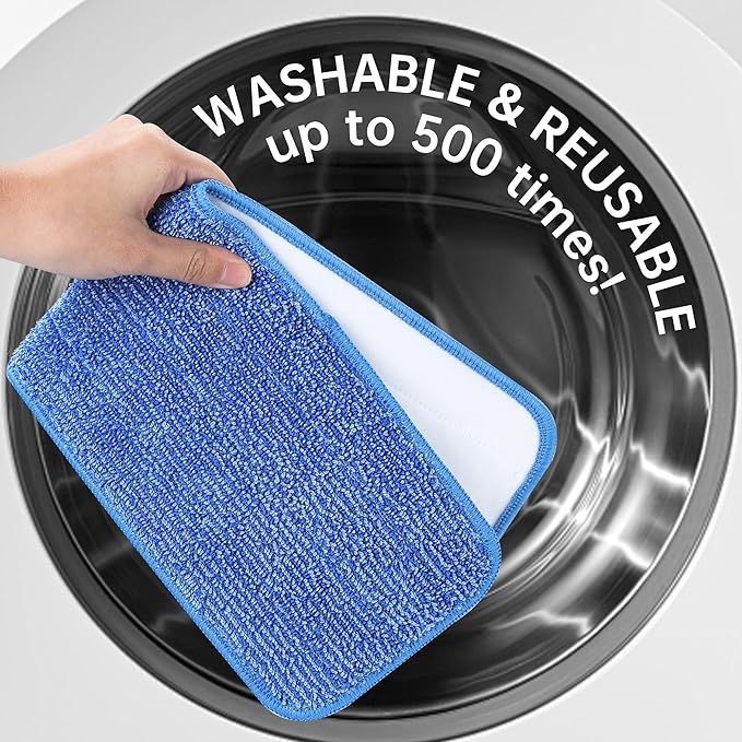 Onesimus Pack of 12 Microfiber Cleaning Pads Compatible with All Bona Spray Mops, Reusable 15''-18'' Microfiber Mop Pads, Hardwood Floor Cleaning Mop Pads Replacement, Machine Washes