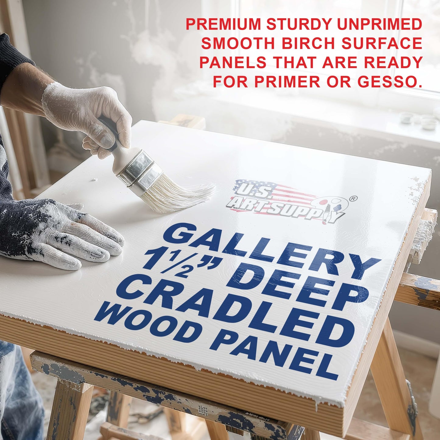 U.S. Art Supply 4" x 4" Unfinished Cradled Wood Panels for Painting, Gallery 1-1/2" Deep (4 Pack) - Artist Depth Birch Wooden Wall Canvases - Mixed-Media Craft, Acrylic, Oil, Encaustic, Paint Pouring