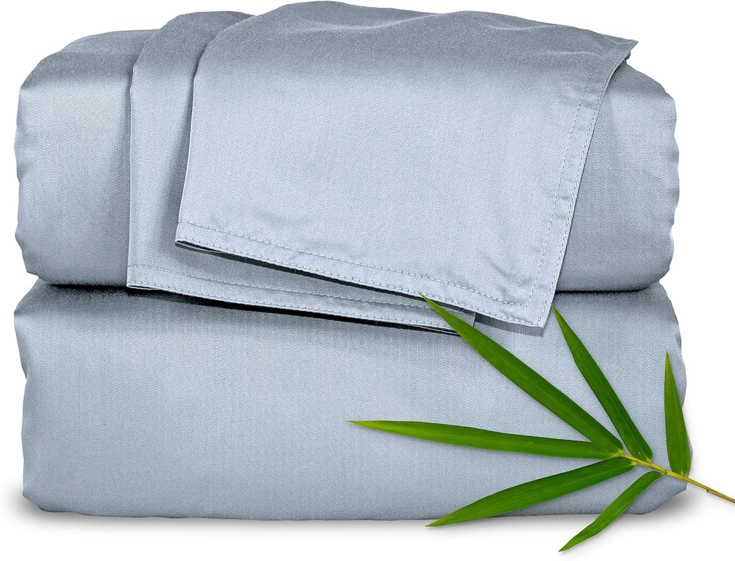 Split King Sheets by Pure Bamboo, Genuine 100% Organic Viscose Derived from Bamboo Bed Sheet Set, Soft & Cooling, Double Stitching *Not for Split Top (Split King, Sterling Blue)