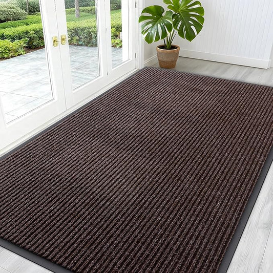 OLANLY Front Door Mat Indoor Outdoor Entrance, Waterproof Heavy Duty Doormat, Fade Resistant, Low Profile, Easy Clean Patio Porch Welcome Floor Mats for Entry, 59x34, Tan