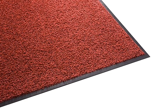 Guardian Platinum Series Indoor Wiper Floor Mat, Rubber with Nylon Carpet, 3'x7', Red