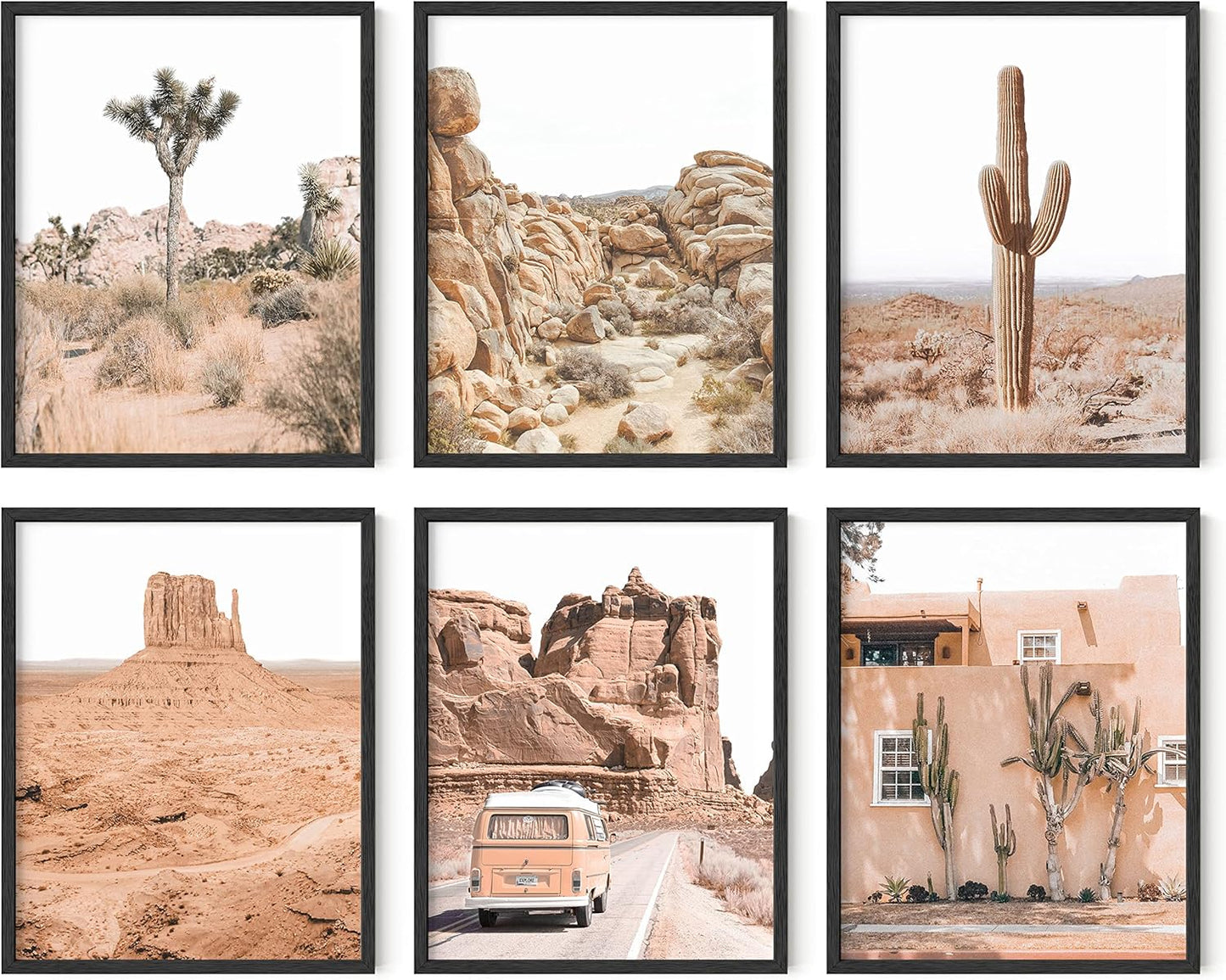 HAUS AND HUES Desert Succulent Wall Art - Set of 6 Botanical Prints, Southwestern Wall Decor, Cactus Posters, Joshua Tree Wall Art UNFRAMED (11x14)