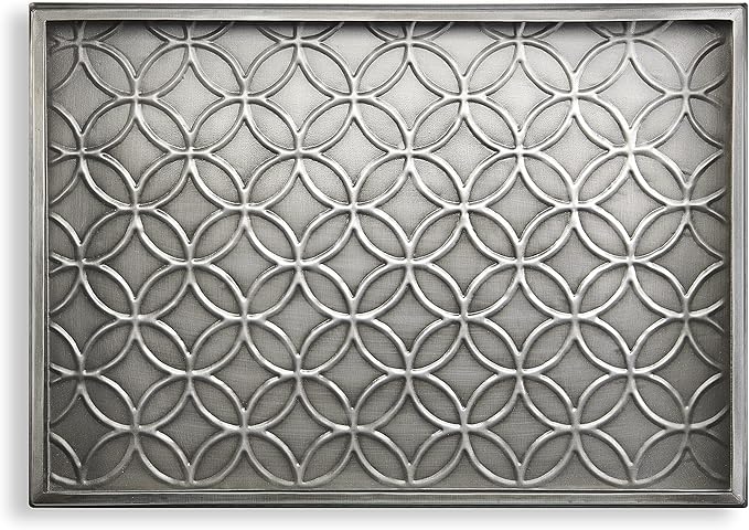 Good Directions Small Boot Tray, Double Circles Multi-Purpose All Weather Decorative Boot Shoes, Plants, Garage, Patio Door, Pet Bowls, 20 inch Entry Indoor Shoe Tray for Apartment, Dark Zinc Gray
