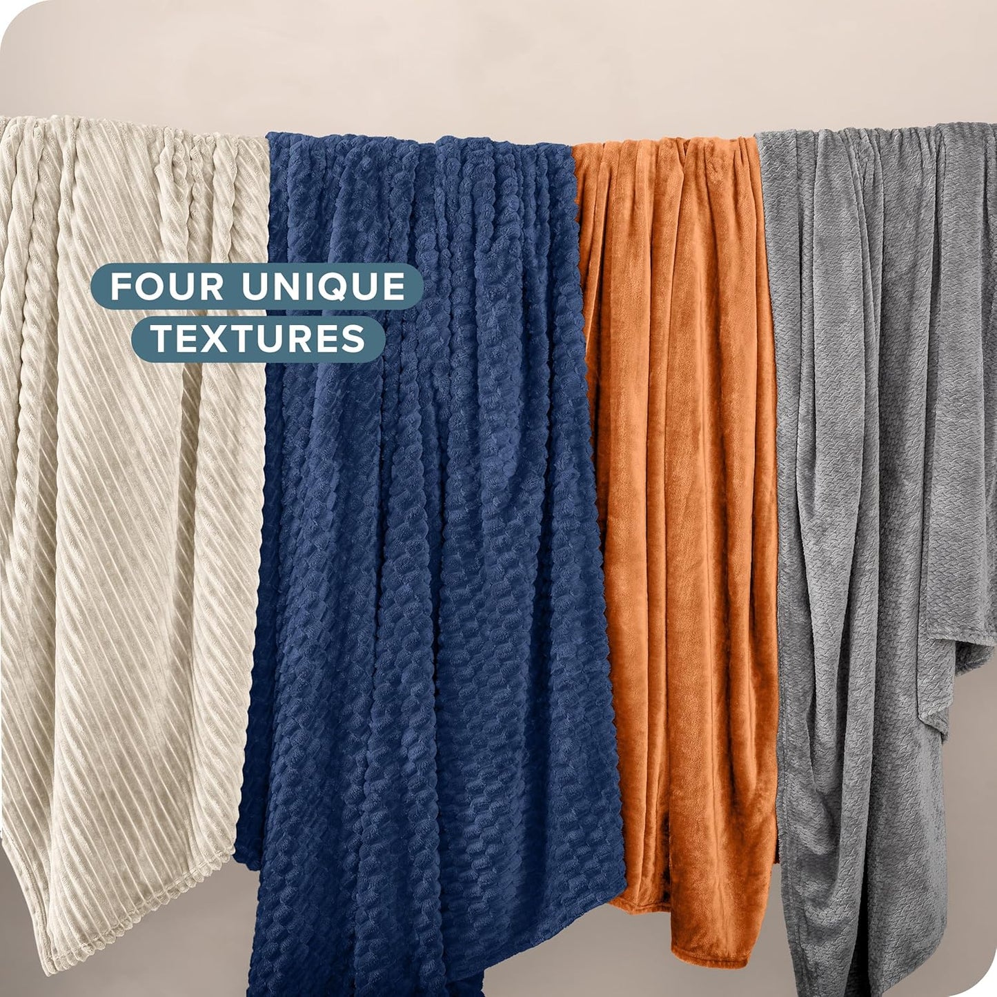 Bare Home Textured Fleece Blanket - Full/Queen - Ultra-Soft Lightweight for Bed, Sofa, and Couch - Luxury Microplush - Cozy Warm Blanket (Full/Queen, Chevron Oyster)