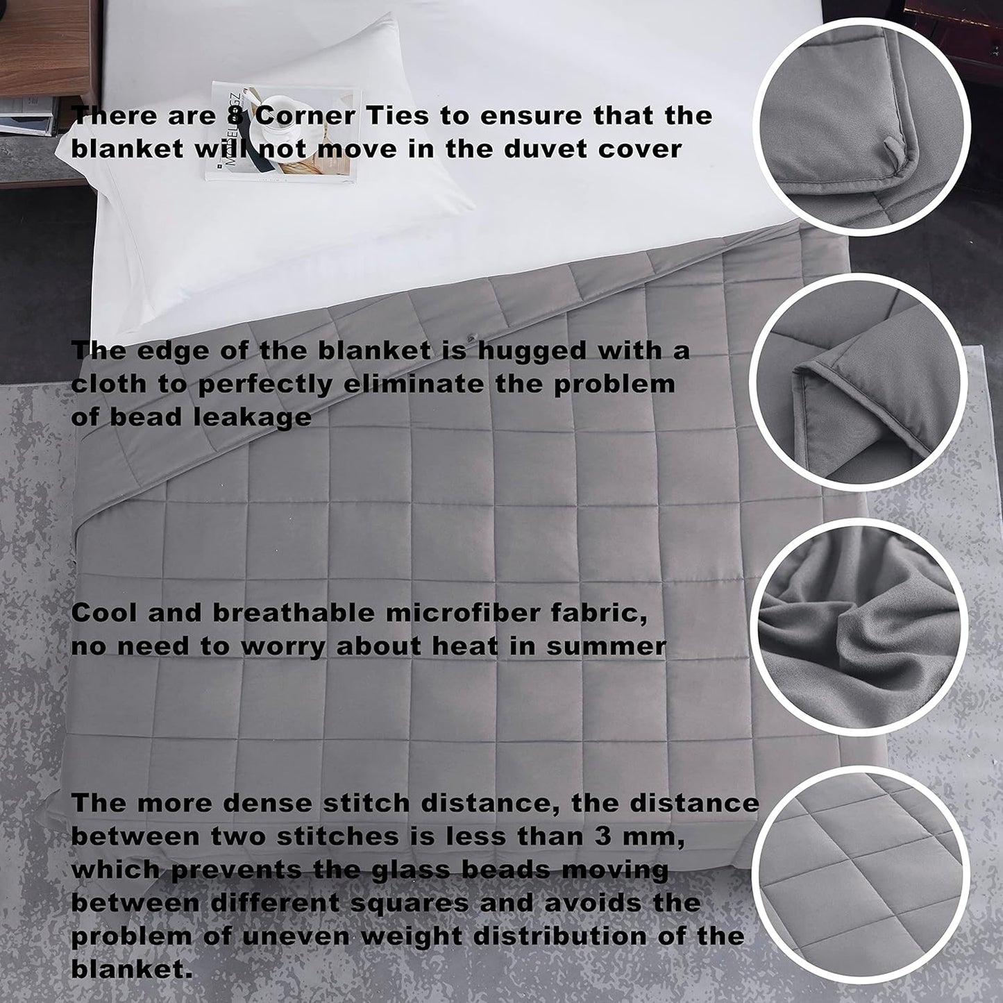 L'AGRATY Weighted Blanket - 60"x80" 22lbs Cooling Breathable Heavy Blanket Microfiber Material with Glass Beads for Adult All-Season Summer Fall Winter Soft Thick Comfort
