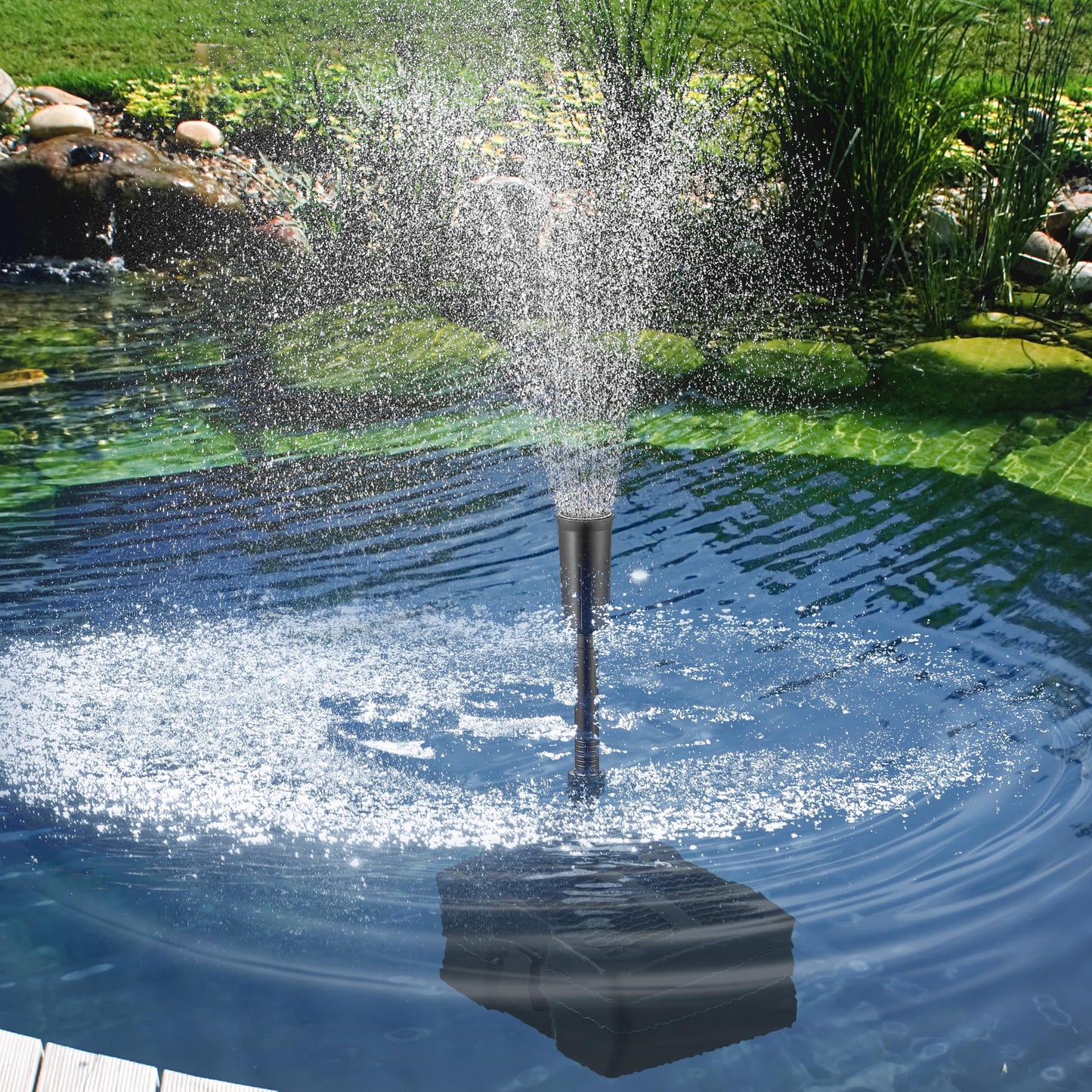 VIVOHOME 660 GPH Submersible Pond Filter Pump Fountain Kits with Sterilizer Suitable for Ponds of 1180 Gallons, Water Pump Built In