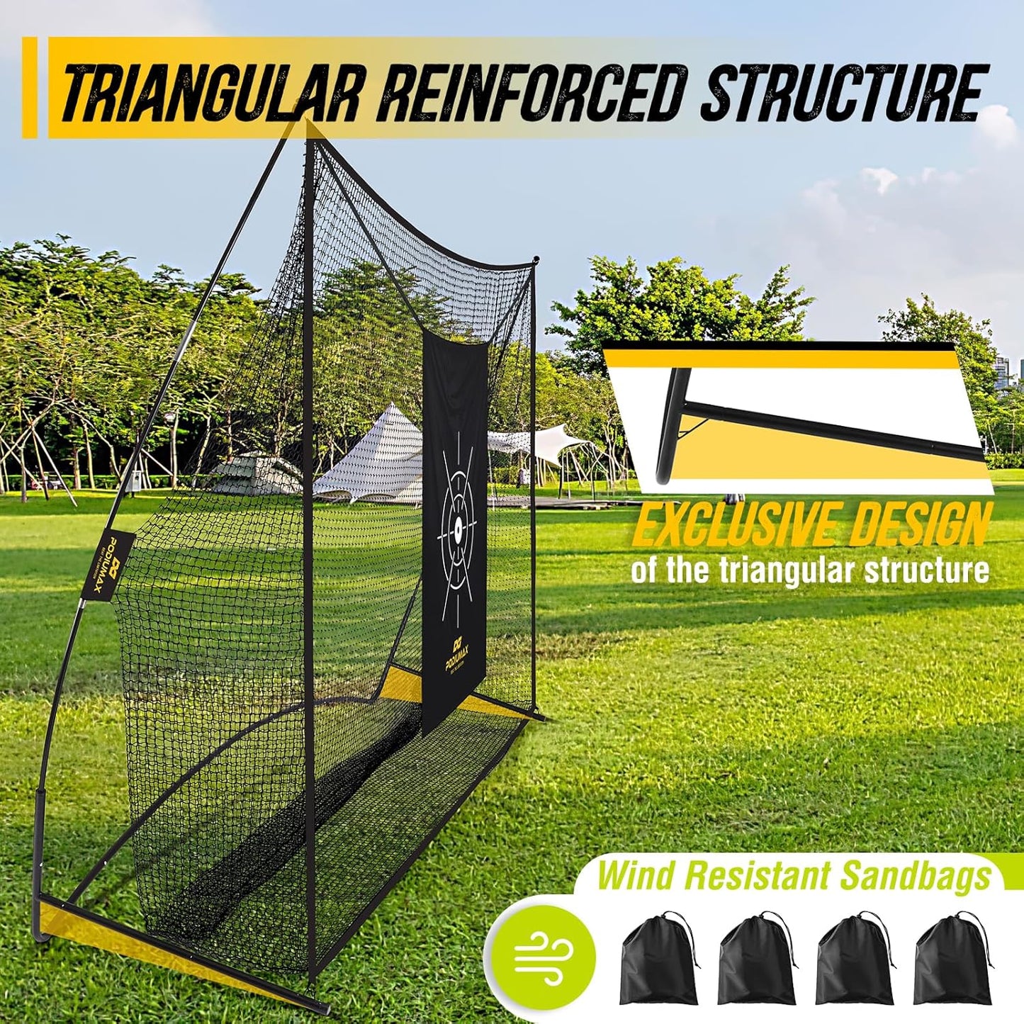 PodiuMax Golf Net, 10x7ft Golf Practice Net with Noise Reduce Silk Target Driving Real Balls, Hitting Nets for Backyard Garage, Improve Chipping Putting Pitching, Gift for Men & Golfers