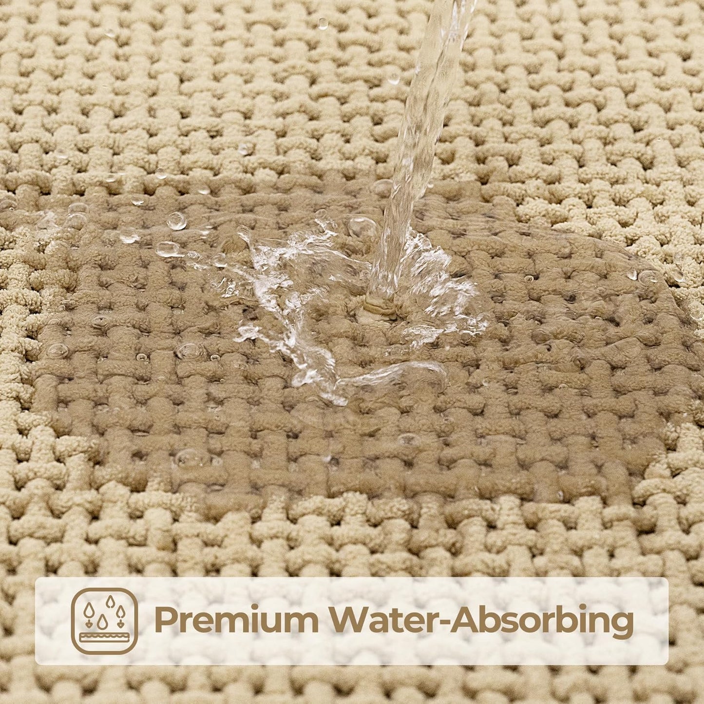 GRANNY SAYS Beige Bathroom Rugs, Absorbent Bath Mats for Bathroom, 36" x 24", Soft Chenille Bathroom Mat, Small Bath Rugs Non Slip Washable, Quick Dry, Thin, Rug for Tub and Shower