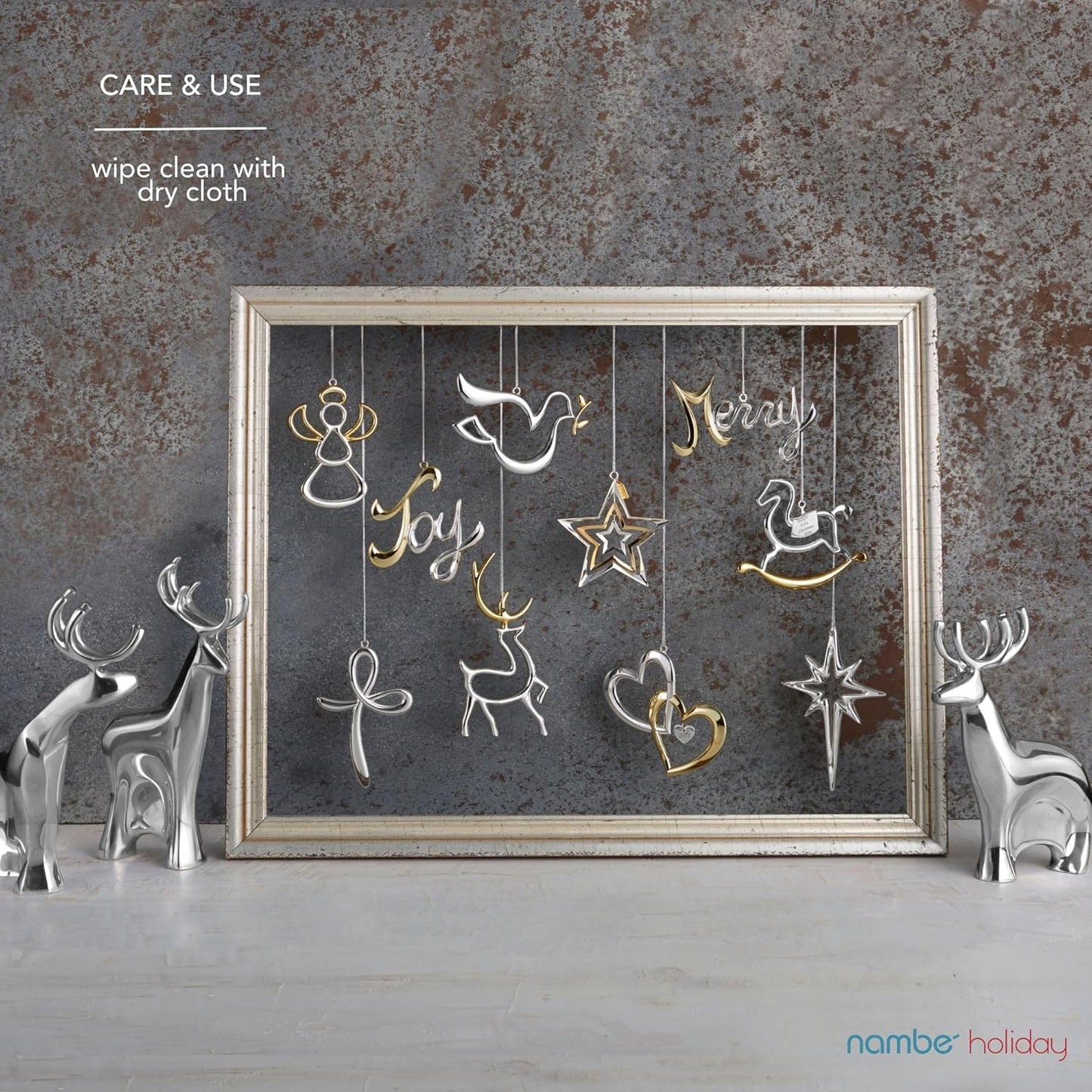 Nambé Miniature Dasher Reindeer Set – Trio of Sculpted Collectible Figurines, Santa’s Sleigh Team Holiday Display, Elegant Alloy Christmas Decorations for Tabletop or Shelf, 3.25–4.75" Tall