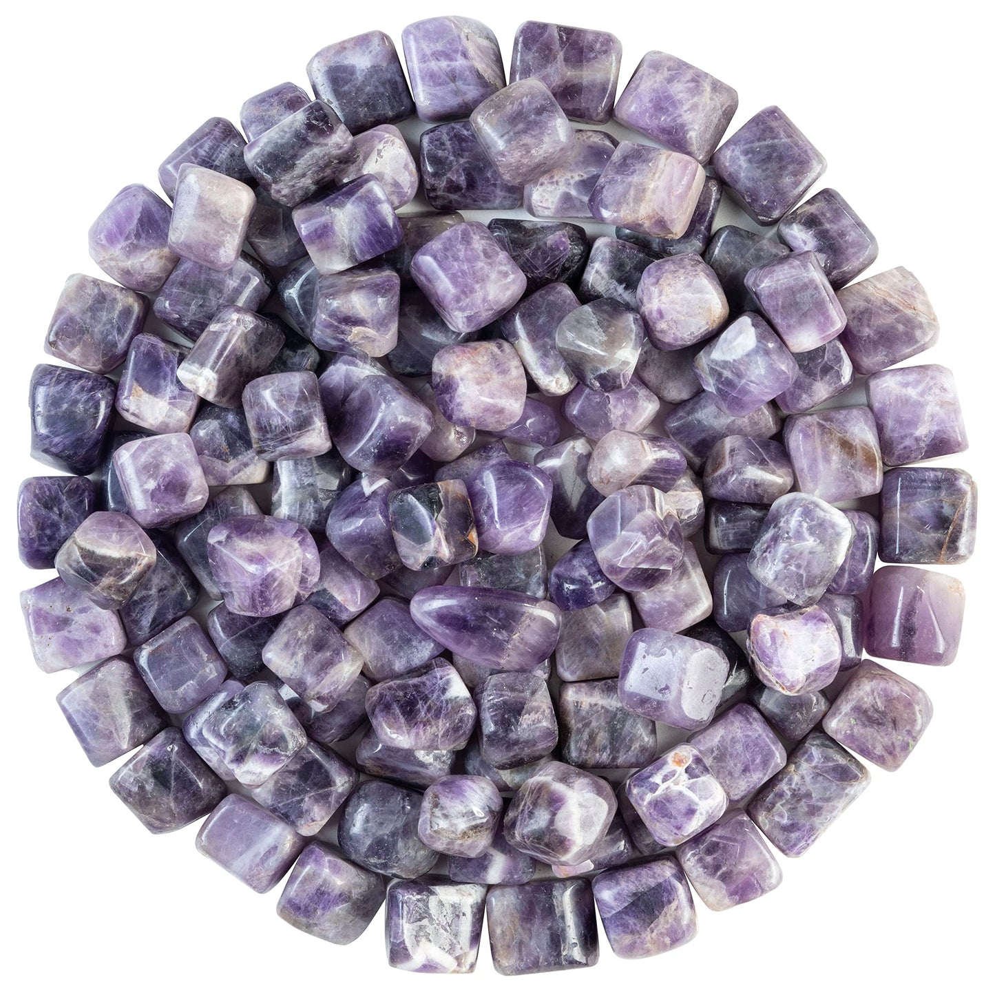 Crocon® 1LB Amethyst Tumbled Stones and Crystals Bulk 2000+ carats, Polished Stones Rock Collection vase Filler tumbles Crystals Healing Reiki Gemstone Gifts, Fountain tumbles Size 20 mm