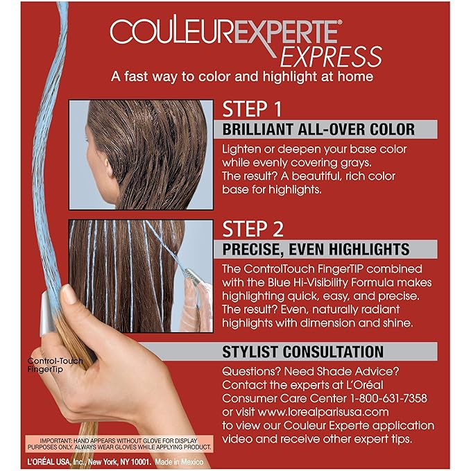 L’Oreal Paris Couleur Experte 2-Step Home Hair Color and Highlights Kit, French Éclair