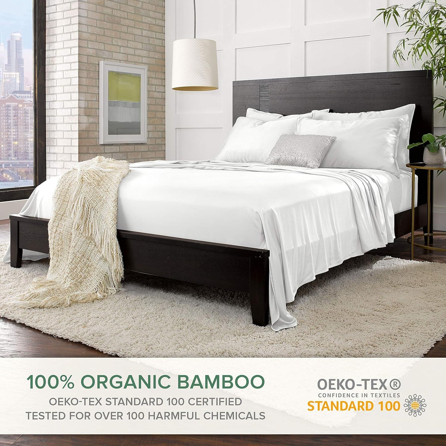 Short Queen Sheets by Pure Bamboo for RV Camper (60"x75") - Genuine 100% Organic Viscose Derived from Bamboo Bed Sheet Set, Soft & Cooling, Lifetime Quality Promise (Short Queen, White)