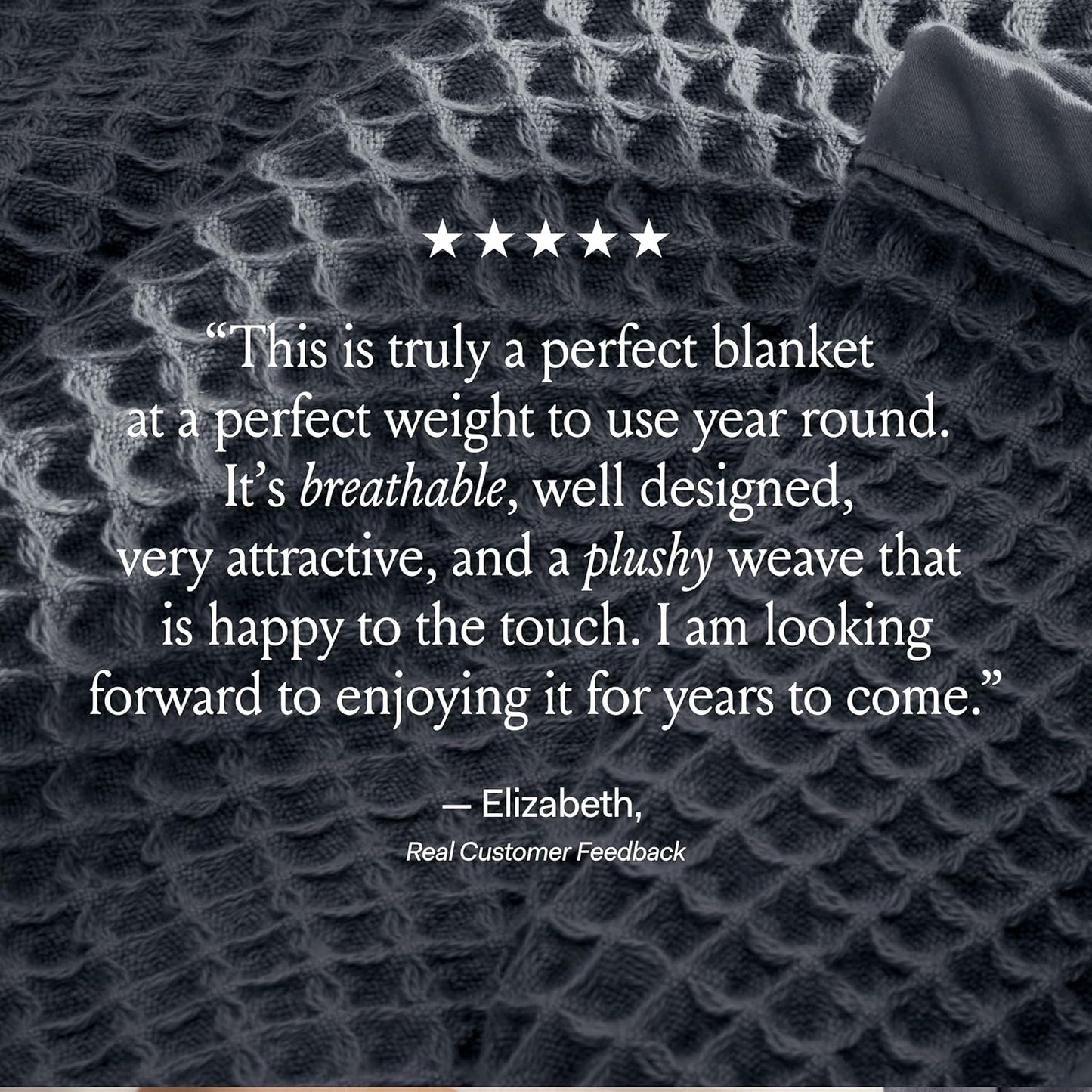 BOLL & BRANCH Waffle Bed Blanket - King/Cal King, Shore - Luxury 100% Organic Cotton - Soft, Lightweight and Breathable - Textured Waffle Weave Design