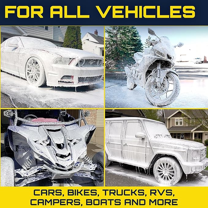 Foam King Foam Cannon for Pressure Washer, Car Wash Soap Sprayer with 1/4" Quick Connector, Wide-Neck Bottle, Adjustable Snow Foam Blaster for Auto Detailing, Trucks, Motorcycles & More