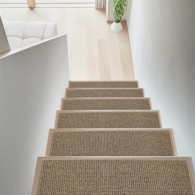 BEQHAUSE Stair Treads for Wooden Steps 28inX9in, Carpet Stair Treads Non Slip Indoor, Machine Washable Stair Runners for Kids Elders and Pets, Carpet for Stair Rugs Mat, TPE Backing, 15pcs, Taupe