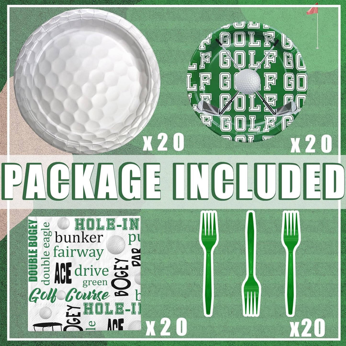 Golf Party Decorations Set - Fun Golf Party Plates, Napkins, and Forks for an Exciting Celebration - Disposable Golf Party Supplies for Birthdays and Events