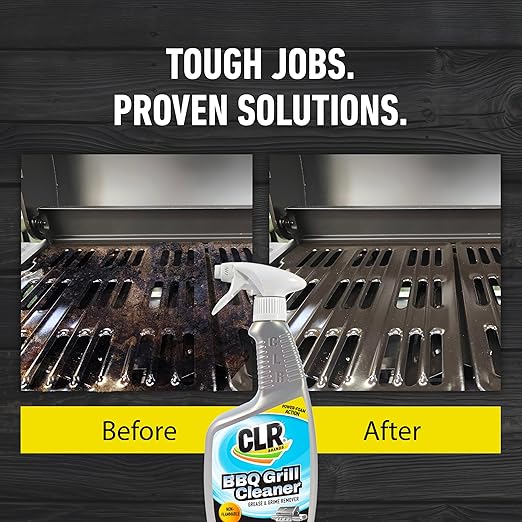 CLR Brands Grill Cleaner and Degreaser Spray, 26 oz. Bottle, BBQ Cleaner Removes Burnt Food, Grease and Grime from Grates and Racks, Pellet and Electric Smokers