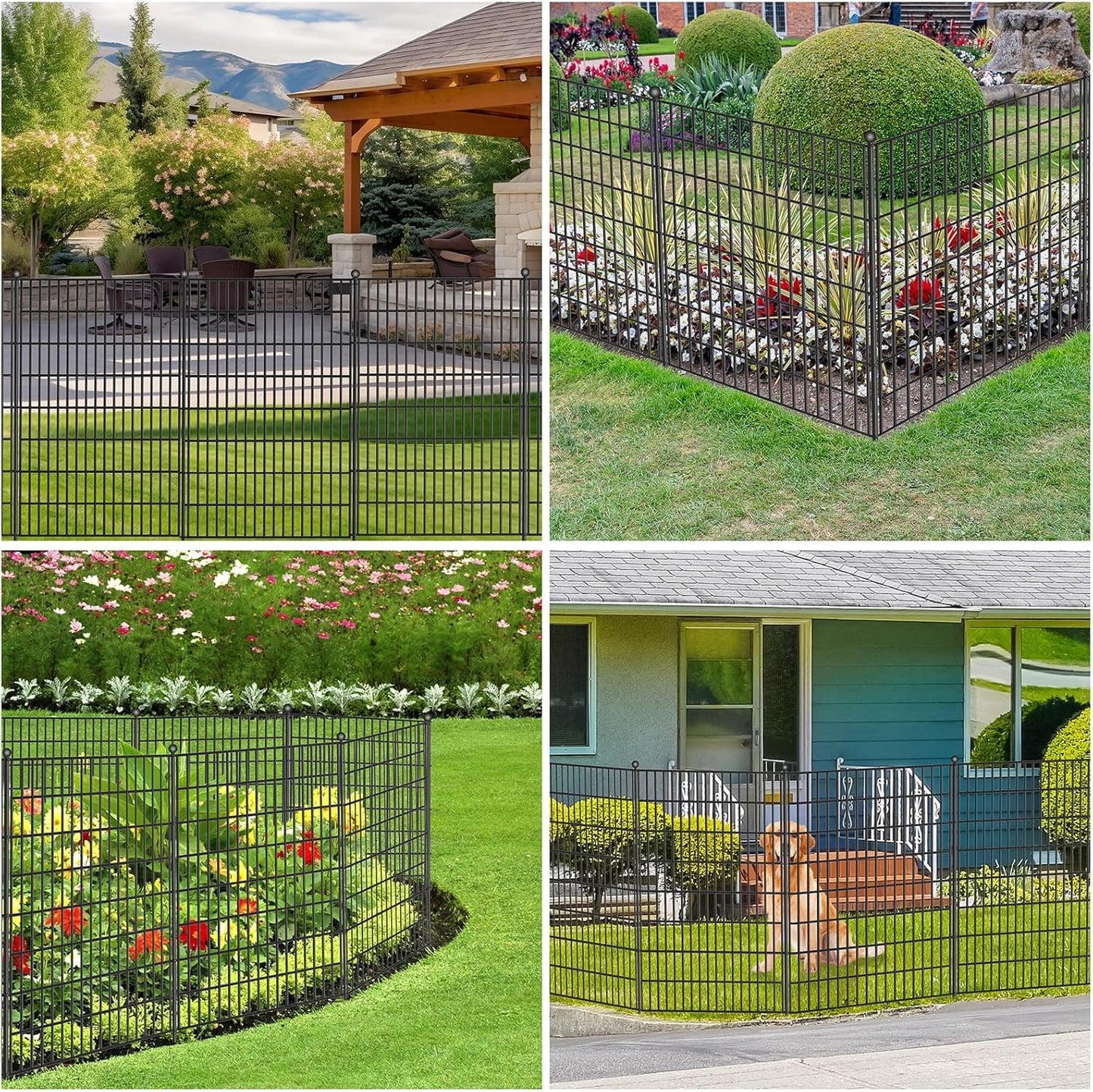 Toolterritary 10 Panels No Dig Garden Fence with Gate, 40 in(H) X 24.2 ft(L) Metal Fence Panels, Thickened Rustproof Garden Fencing, Animal Barrier Fence for for Dogs, Rabbits, Landscape, Patio
