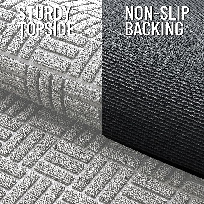 OLANLY Front Door Mat Outside Entrance 71x23, Absorbent, Heavy Duty Sturdy Natural Rubber Doormat Indoor Outdoor, Non-Slip, Stain and Fade Resistant, Low Profile Floor Mat for Entryway, Light Gray