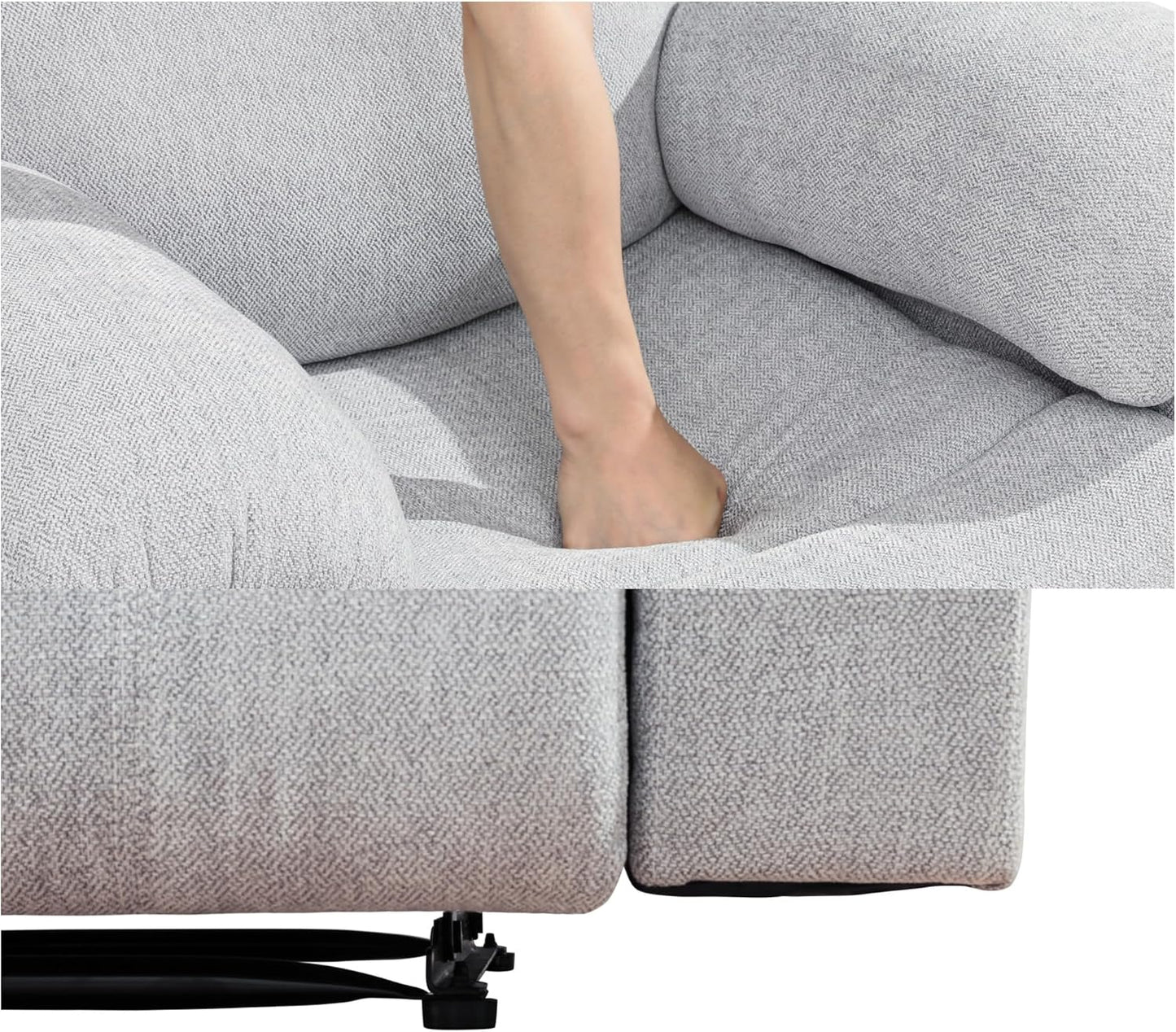 Loveseat Recliner Sofa, Reclining Loveseat Couch with Storage Console, Modern Comfy Home Theater Seating Power Recliner Chair with Cup Holders for Living Room Furniture Sets, Grey White